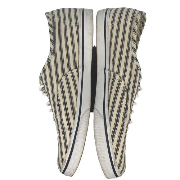 Vans Low Top Canvas Sneakers Lace Up Black White Striped Mens 6.5 Womens 8 - Picture 7 of 12